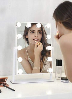 LED Table Top Vanity Mirror with Light Can Be Adjusted in Three Colors