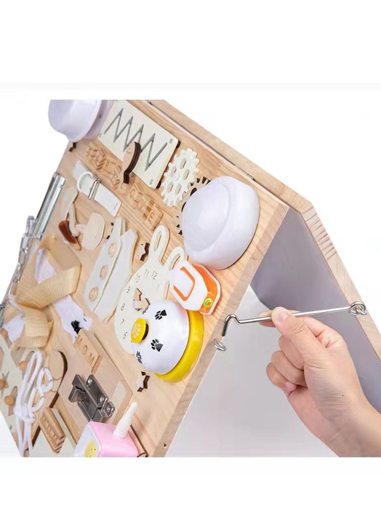 Brain Giggles 2-in-1 Wooden Montessori Busy Board and White Board for kids - Image 3