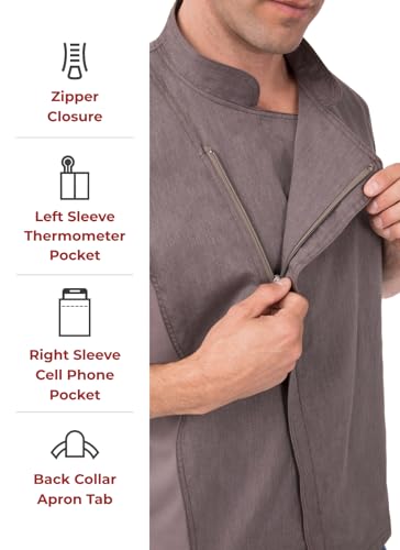 Chef Works Men's Hartford Chef Coat, Graphite Grey, Medium - Image 3