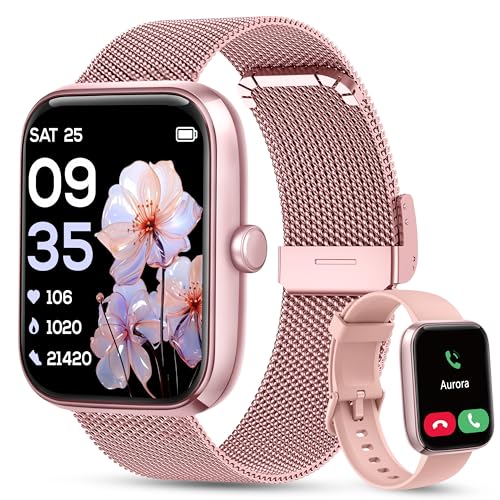 KALINCO Smart Watch Women [2 Bands, 44mm case] Alexa Fitness Tracker, Heart Rate, Sleep, Stress & SpO2 Monitor, IP68 Waterproof Smartwatch, Make/Answer Calls, Compatible with iPhone & Android Phones - Image 1