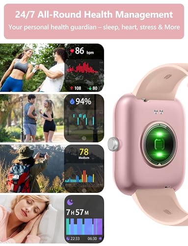 KALINCO Smart Watch Women [2 Bands, 44mm case] Alexa Fitness Tracker, Heart Rate, Sleep, Stress & SpO2 Monitor, IP68 Waterproof Smartwatch, Make/Answer Calls, Compatible with iPhone & Android Phones - Image 4