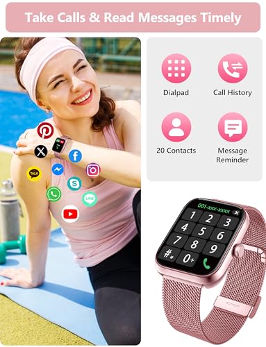 KALINCO Smart Watch Women [2 Bands, 44mm case] Alexa Fitness Tracker, Heart Rate, Sleep, Stress & SpO2 Monitor, IP68 Waterproof Smartwatch, Make/Answer Calls, Compatible with iPhone & Android Phones - Image 3