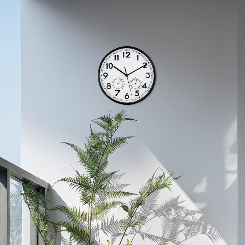 HOBYLUBY 9.8'' Indoor Outdoor Clock Silent Non-Ticking, 3-in-1 Outdoor Wall Clock Dial for Patio, Garden, Home - Image 3