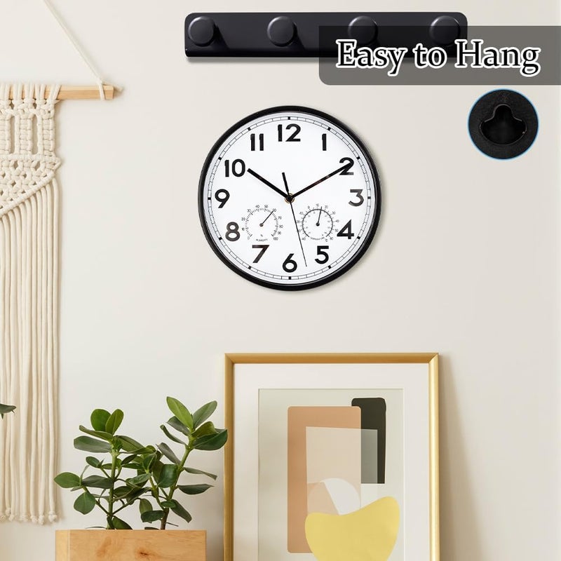 HOBYLUBY 9.8'' Indoor Outdoor Clock Silent Non-Ticking, 3-in-1 Outdoor Wall Clock Dial for Patio, Garden, Home - Image 5