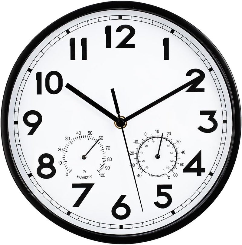 HOBYLUBY 9.8'' Indoor Outdoor Clock Silent Non-Ticking, 3-in-1 Outdoor Wall Clock Dial for Patio, Garden, Home - Image 1