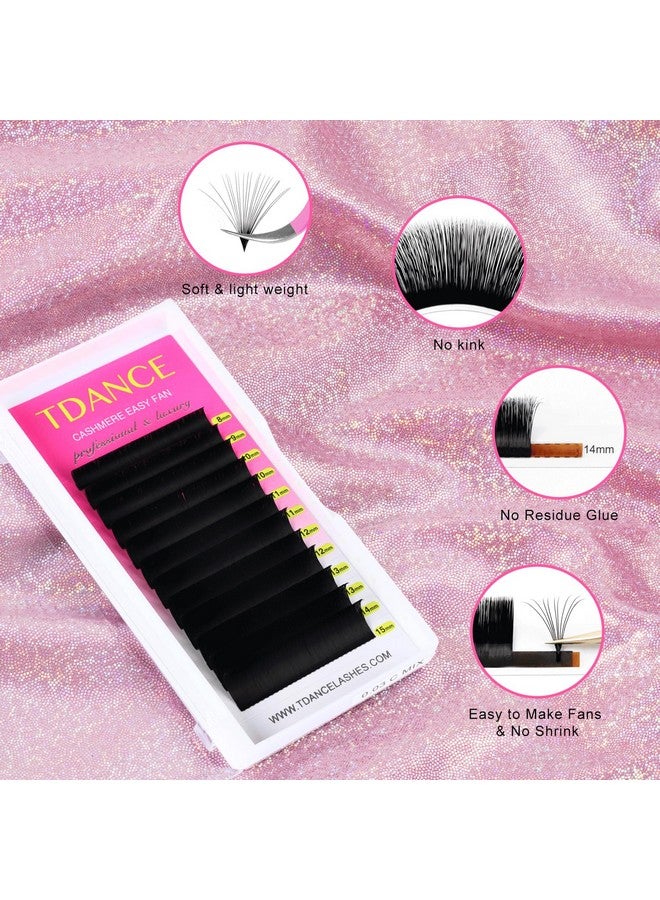 TDANCE Cashmere Easy Fan Lash Extensions Self Fanning Volume Lash Extensions D Curl 0.07mm 14-19mm Matte Black Mega Volume Eyelash Extensions(0.07-D,14-19mm) - Image 3