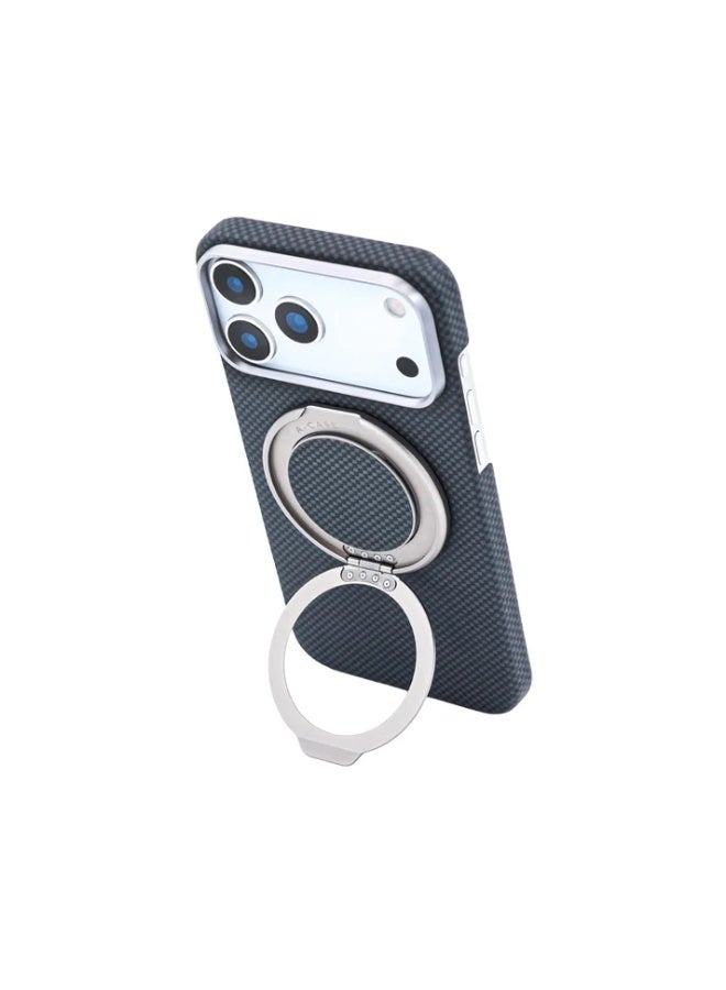 A-CASE Acase Desen Aramid-Fiber Magnetic Phone Grip with Metal Stand – Ultra-Strong MagSafe Grip, Ergonomic Metal Ring & Fold-Out Kickstand – Black - Image 3