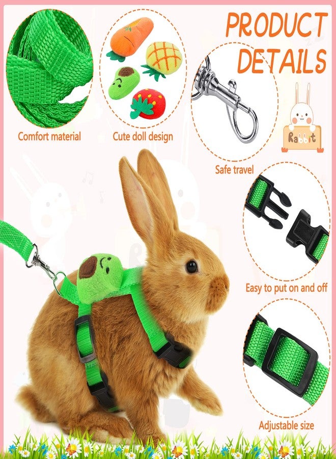 Tondiamo 4 Sets Adjustable Bunny Rabbit Harness and Leash Set Small Pet Cute Vest Harness Leash with Decoration for Bunny Ferret Small Pets(Fruit) - Image 3
