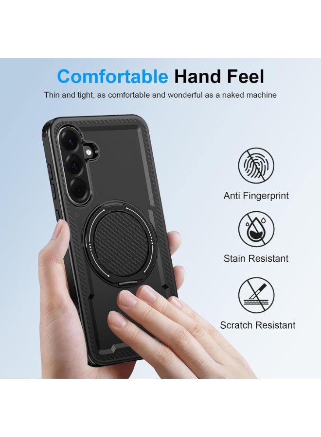 for Samsung Galaxy A57 Magnetic Case Compatible with , 360 Rotating Ring Holder, Magnetic Kickstand Case,  Shockproof Phone Case, with Ring Stand, TPU & PC Material (Black) - Image 2