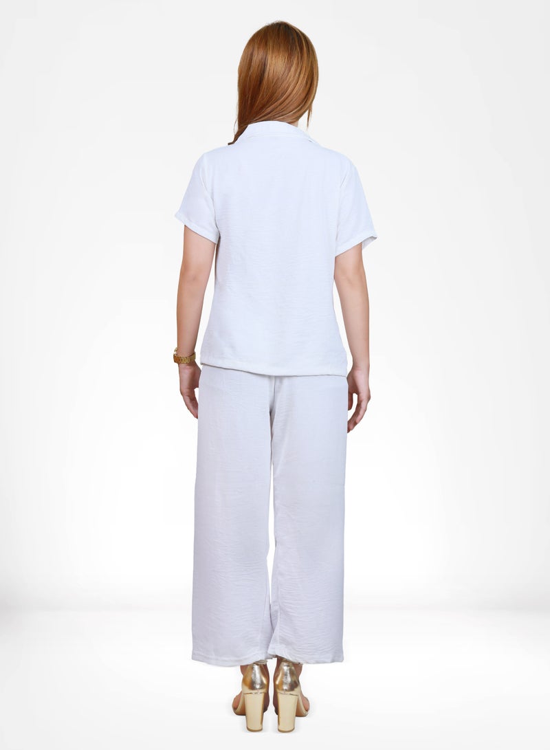 Veronica Elegant Comfortable 2-Piece Co-ord Set -White  - Image 2