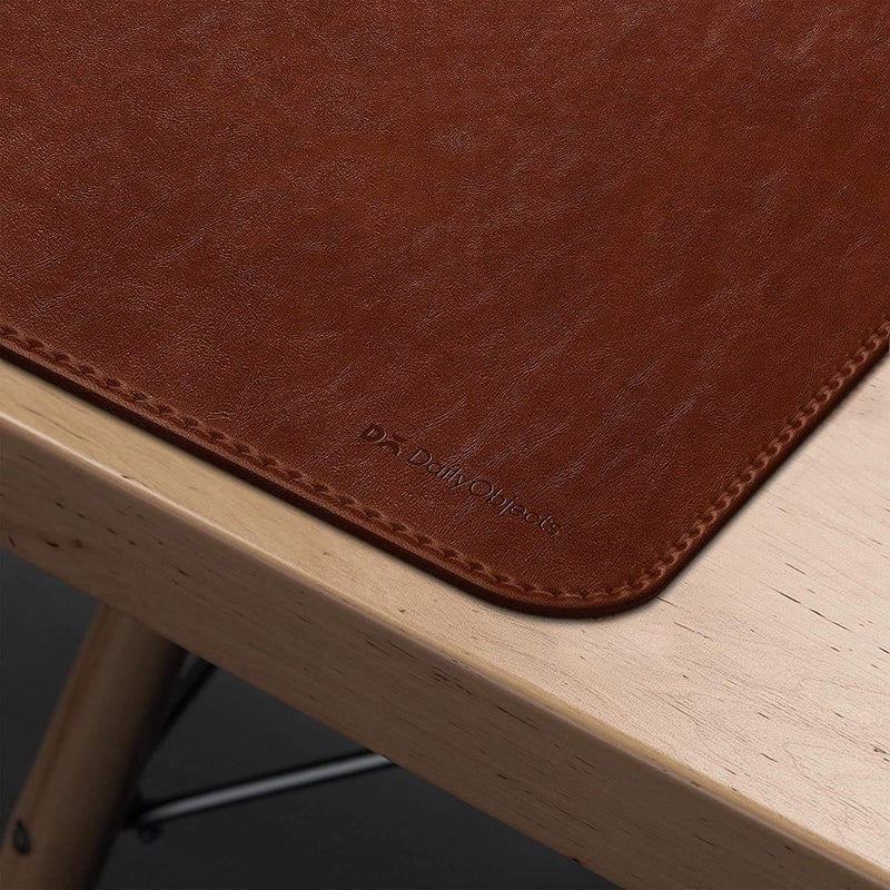 Daily Objects Large Premium Vegan Leather Desk Mat|Anti-Skid|Anti-Slip|85*45cm|Reversible Desk spread Turf Desk/Laptop Mat for Work from Home/Office/Gaming- Extended mouse pad and keyboard desk pad-Tan - Image 3