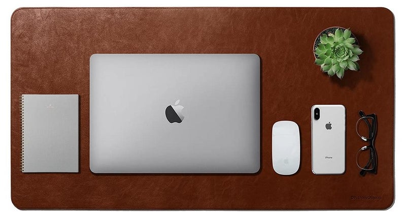 Daily Objects Large Premium Vegan Leather Desk Mat|Anti-Skid|Anti-Slip|85*45cm|Reversible Desk spread Turf Desk/Laptop Mat for Work from Home/Office/Gaming- Extended mouse pad and keyboard desk pad-Tan - Image 1