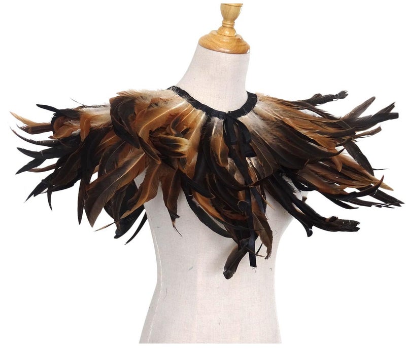 L'VOW Gothic Black Feather Shrug Cape Shawl Halloween Costume for Men (Style -03) - Image 4