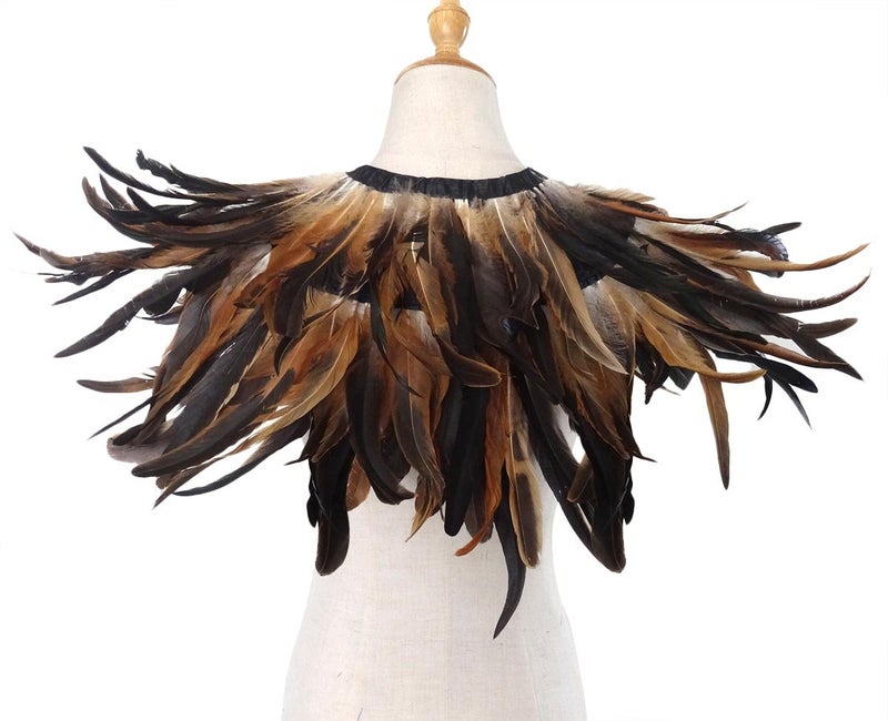 L'VOW Gothic Black Feather Shrug Cape Shawl Halloween Costume for Men (Style -03) - Image 5