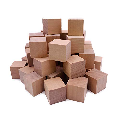 William Craft 130 Pcs 1 inch Natural Solid Cube Wooden Unfinished Craft Wood Blocks Wood Cubes for DIY Craft Gifts (130pcs) - Image 1