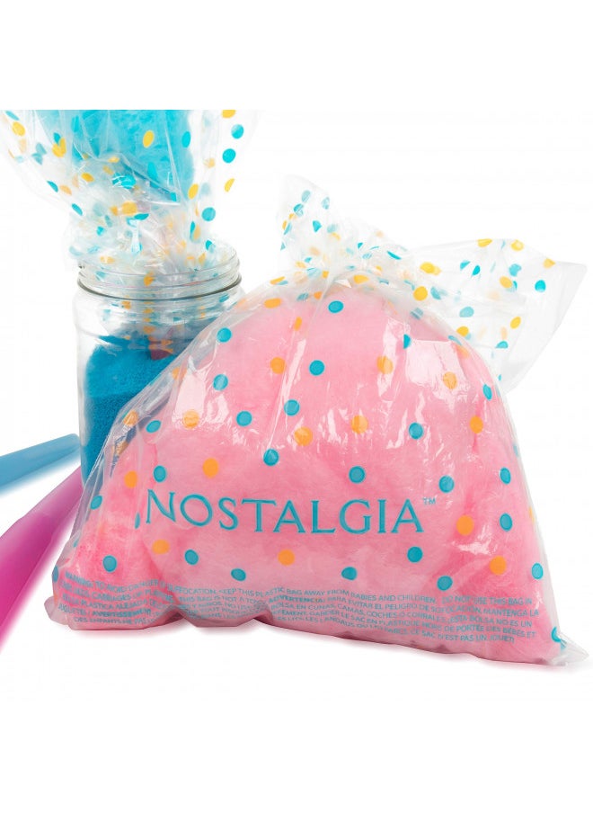 Nostalgia Cotton Candy Party Kit, 3 Flavors, 4 Reusable Cones, 10 Floss Bags