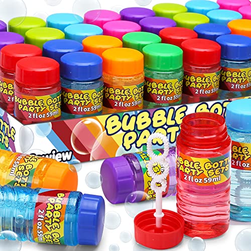 Cawiew 32 Pack Bubble Bottles Bulk for Kid 8 Colors Bubbles Wand Attached to the Lid Blow Bubble Solution Set with Gift Box for Child Party Favors Supplies Outdoor Summer Toy Birthday Goody Bag Filler - Image 1