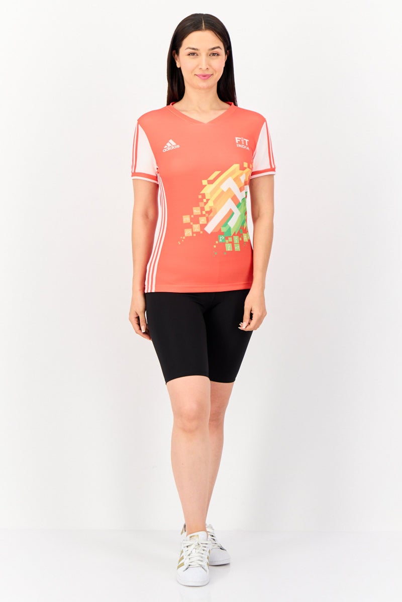 Adidas Women Sportswear Fit Short Sleeve Fit India Gymnastics Jersey, Multicolor  - Image 2