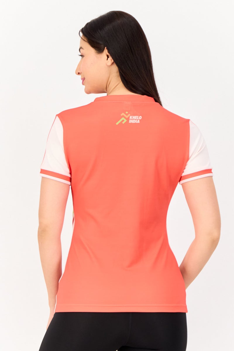 Adidas Women Sportswear Fit Short Sleeve Fit India Gymnastics Jersey, Multicolor  - Image 4