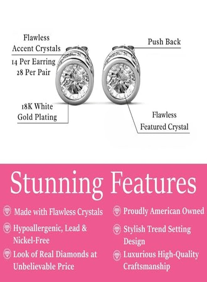 كايت آند كلوي أقراط ماي من كيت آند كلوي، مصنوعة من الذهب الأبيض عيار 18 قيراطاً، مرصعة بكريستالات ألماس صناعية مستديرة لامعة، مجوهرات أنيقة للنساء، هدية مثالية لها - Image 2