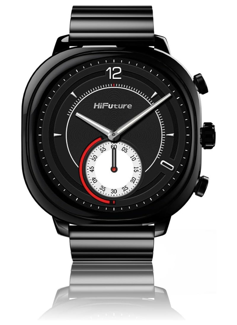 HiFuture FutureFit Aix Stainless Steel Smart Watch With Gorilla Glass, Black  - Image 1