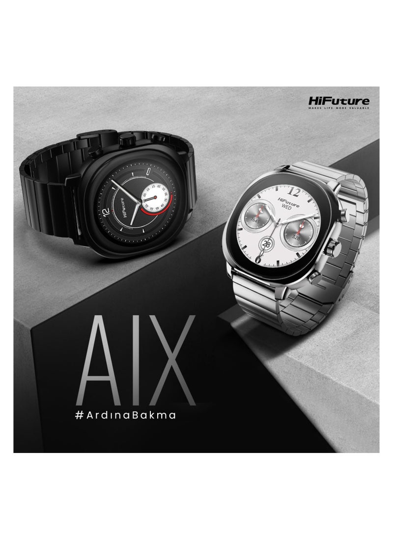 HiFuture FutureFit Aix Stainless Steel Smart Watch With Gorilla Glass, Black  - Image 3