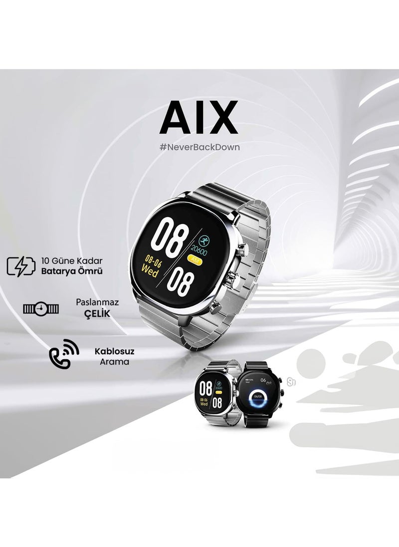 HiFuture FutureFit Aix Stainless Steel Smart Watch With Gorilla Glass, Black  - Image 5