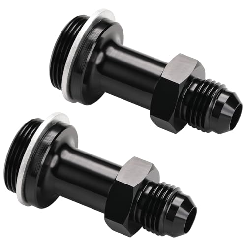 Podavelle 6AN Male Flare to 7820 Carb Carburetor Inlet Fitting Adapter 2 Inch Long Aluminum Black Pack of 2 - Image 1