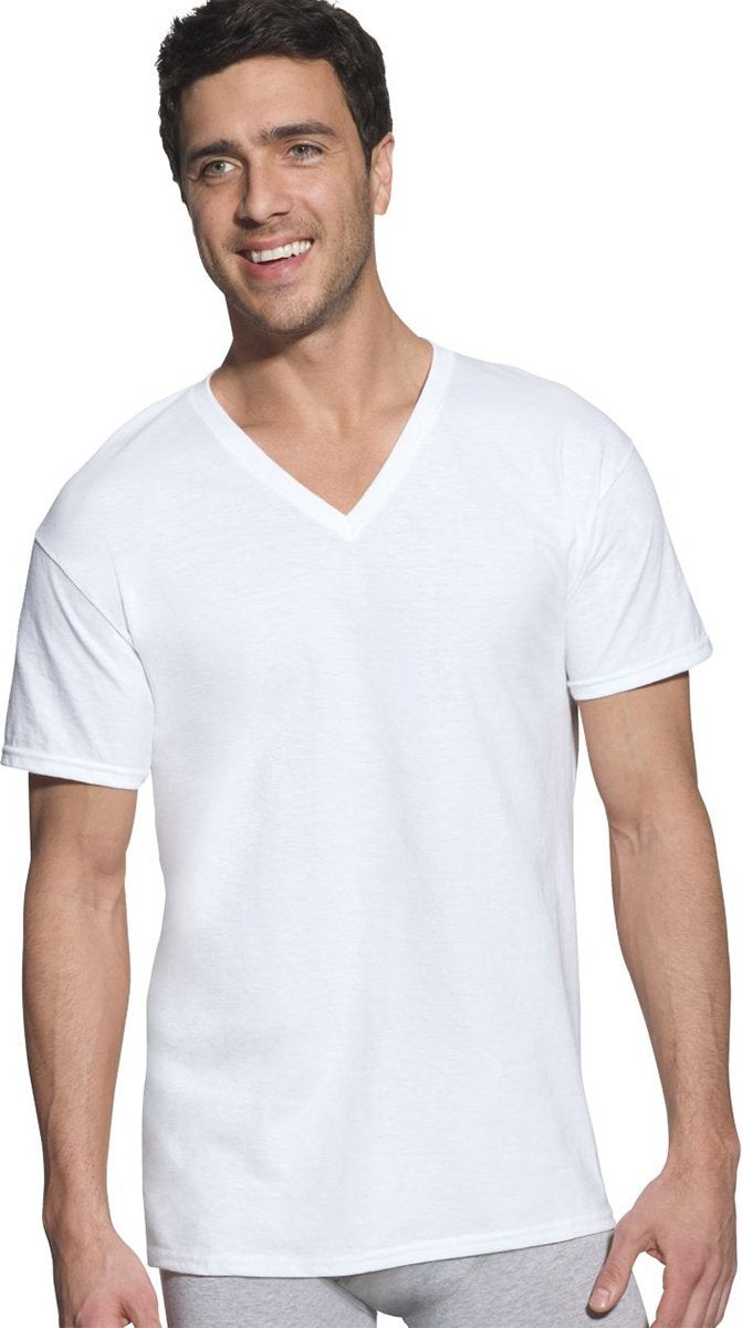 Hanes Mens Tagless Ultra Soft V-neck Tee - Multiple Packs Available Undershirt, Assorted - 6 Pack, Medium US - Image 2