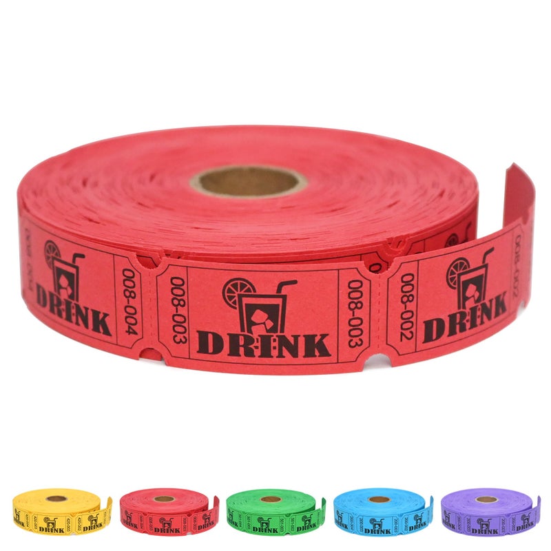 ESSENTIAL 1000 Raffle Tickets Rolls Drink Tickets Single Roll for Events Leisure Movie Watching Entertainment Class Reward Prizes Red 5 Color Selection - Image 2