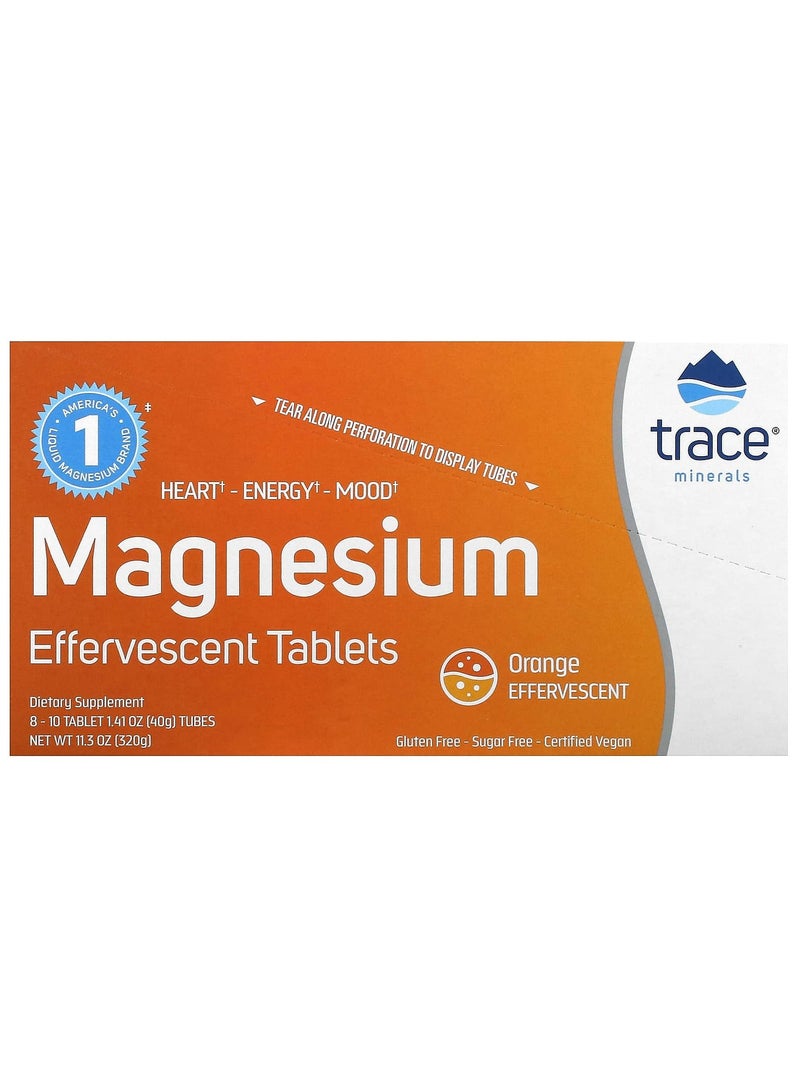 Trace Minerals Magnesium Effervescent Tablets, Orange, 8 Tubes, 10 Tablets Each