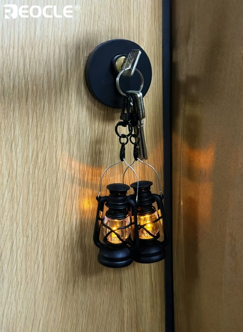 REOCLE Vintage Lamp Keychain with Flickering Flame Effect and Battery Power Mini Electronic Lantern with Antique Design for Backpack Decor - Image 3