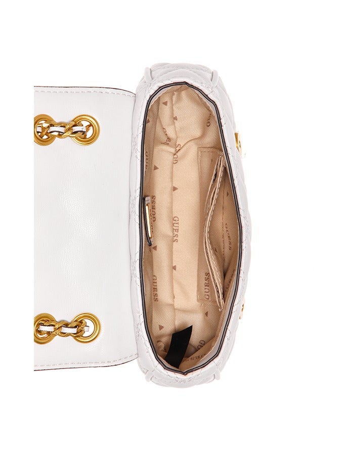 Guest Women Mini Convertible Crossbody Flap Shoulder Bag White  - Image 4
