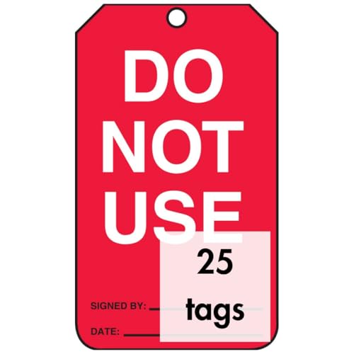 AccuformNMC MGT219CTP PF-Cardstock Production Control Tag, Legend "DO NOT USE", 5.75" x 3.25", White on Red (Pack of 25), American Made Safety Tags, Signs, and Labels - Image 1