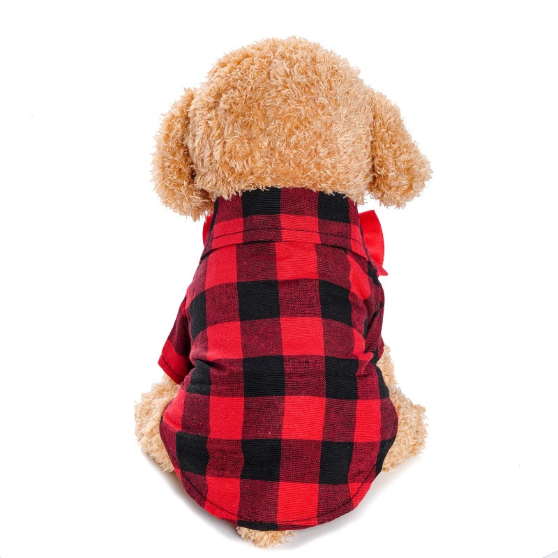Tongcloud 3 Pack Plaid Puppy Cat Shirt Cute Dog Shirts for Small Dogs and Cats - Birthday Party and Holiday Photo((Red, Blue & White,Small) - Image 5