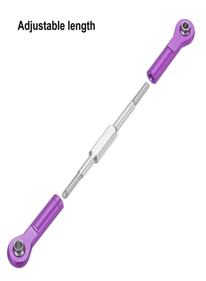 MECCANIXITY 2 Pcs Steering Servo Turnbuckle Rod RC Aluminum Alloy Linkages for HSP 1/10 94123 On-Road RC Car (Purple, 96mm) - Image 4