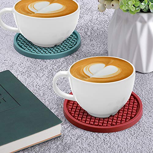 ME.FAN Silicone Coasters [6 Pack] Thickened Drink Coasters with Holder - Cup Mat - Non-Slip, Non-stick, Stay Put, Deep Tray - Prevents Furniture and Tabletop Damages(Orange) - Image 5