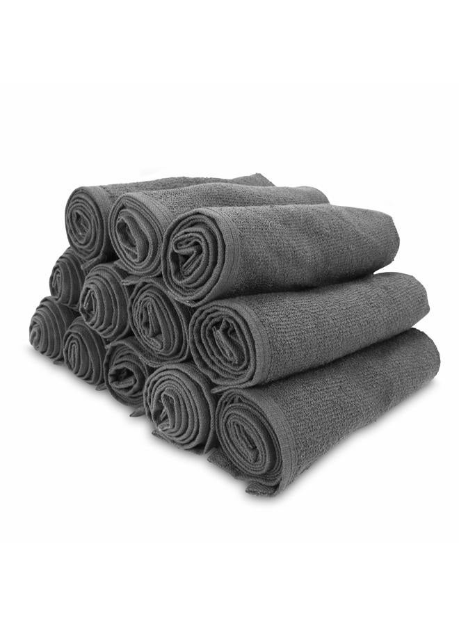 Arkwright, LLC Arkwright Bleach Safe Sr. Salon Towels - (Pack of 12) 100% Ring Spun Cotton Super Soft, Lightweight, Quick Dry, Absorbent Hand Towel for Hotel, Spa, Cosmetology, 16 x 28 in, Charcoal - Image 1