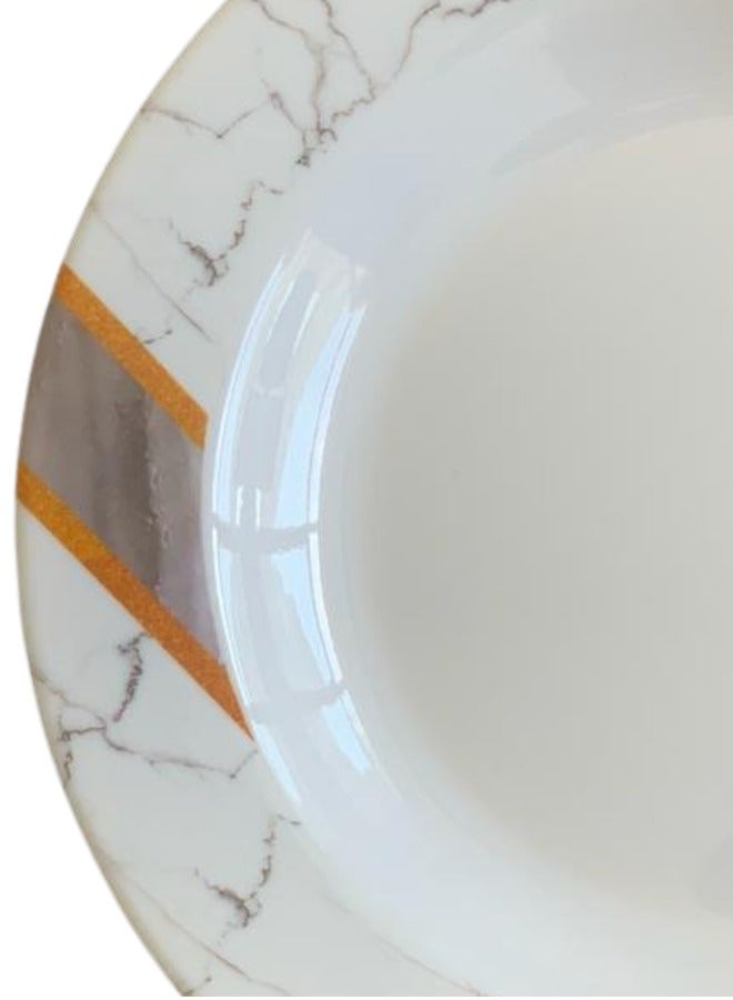 ALLKING Melamine Deep Plate 10" - Soup Plates Pasta Plates | plate with playful Classic decoration, dishwasher safe | Ideal for Soup, Deserts, Ice Cream & More | D601| Set of 3 - Image 4