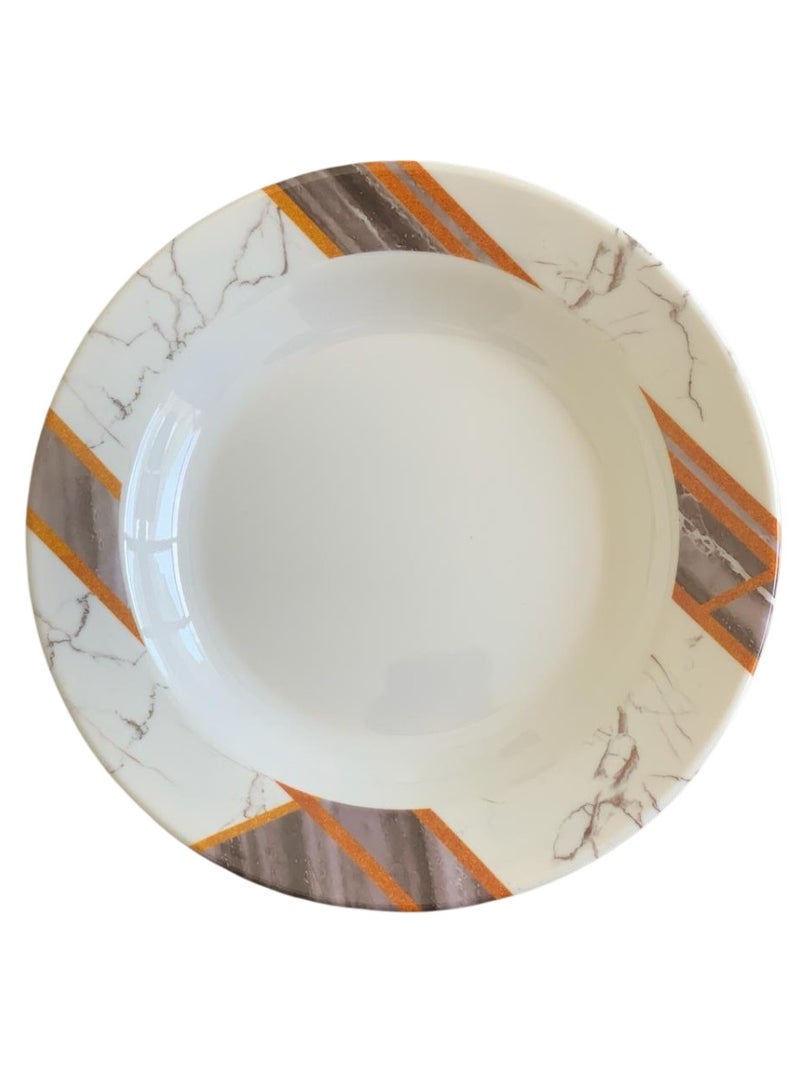 ALLKING Melamine Deep Plate 10" - Soup Plates Pasta Plates | plate with playful Classic decoration, dishwasher safe | Ideal for Soup, Deserts, Ice Cream & More | D601| Set of 3 - Image 1