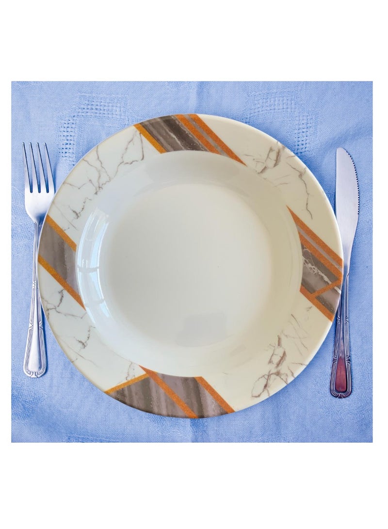 ALLKING Melamine Deep Plate 10" - Soup Plates Pasta Plates | plate with playful Classic decoration, dishwasher safe | Ideal for Soup, Deserts, Ice Cream & More | D601| Set of 3 - Image 3