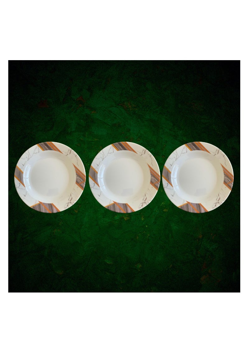 ALLKING Melamine Deep Plate 10" - Soup Plates Pasta Plates | plate with playful Classic decoration, dishwasher safe | Ideal for Soup, Deserts, Ice Cream & More | D601| Set of 3 - Image 2