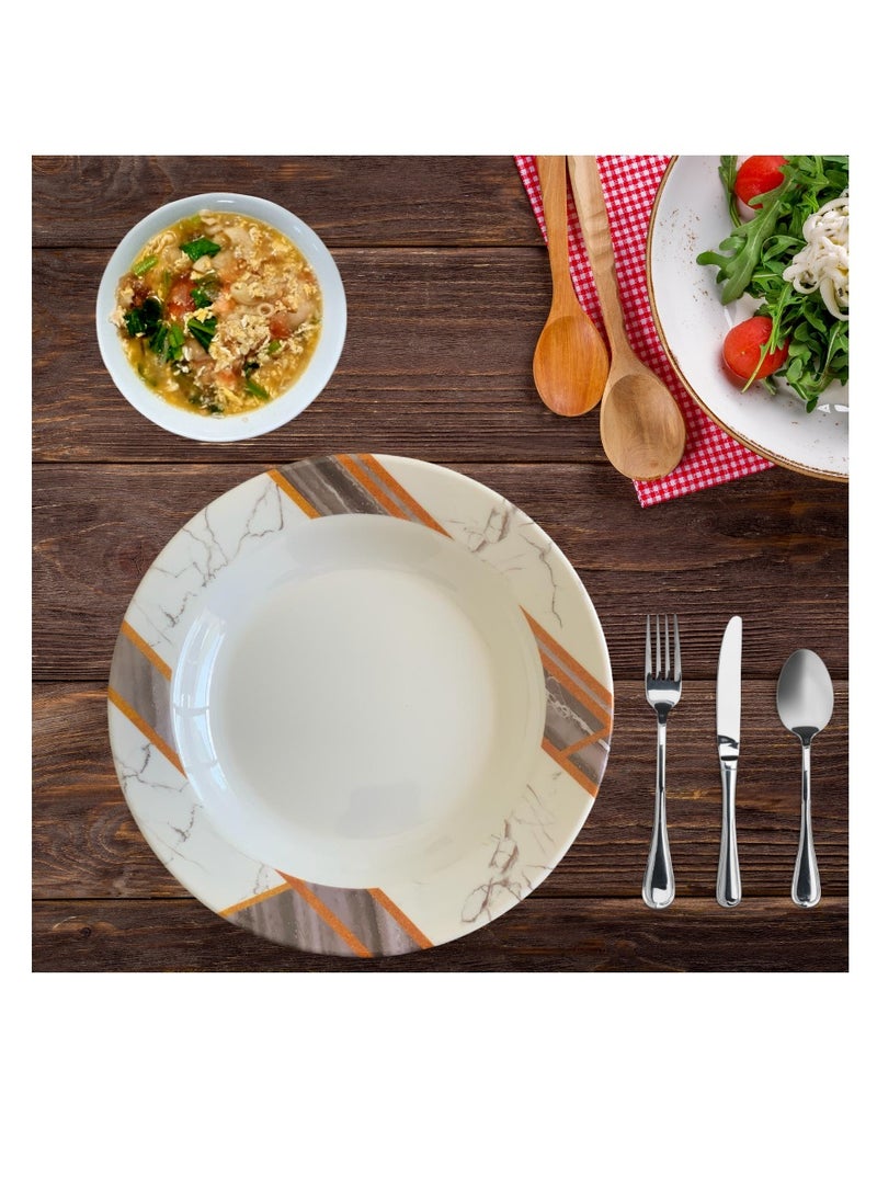 ALLKING Melamine Deep Plate 10" - Soup Plates Pasta Plates | plate with playful Classic decoration, dishwasher safe | Ideal for Soup, Deserts, Ice Cream & More | D601| Set of 3 - Image 5