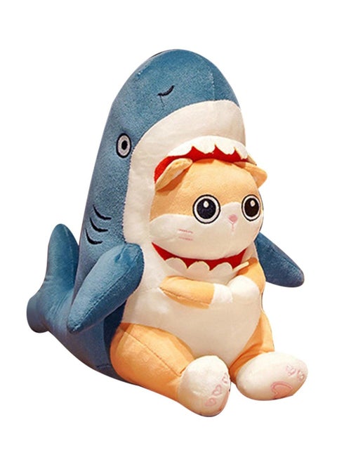 Shark Cat Plush Doll, Cute Shark Cat Stuffed Animal Plushies, 15 Inch Soft Shark Cat Plush Pillow