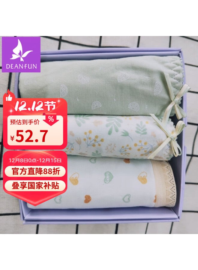 Deanfun Women's Cotton Triangle Panties Light Fresh Style Gift Box Set 3 Pieces XL