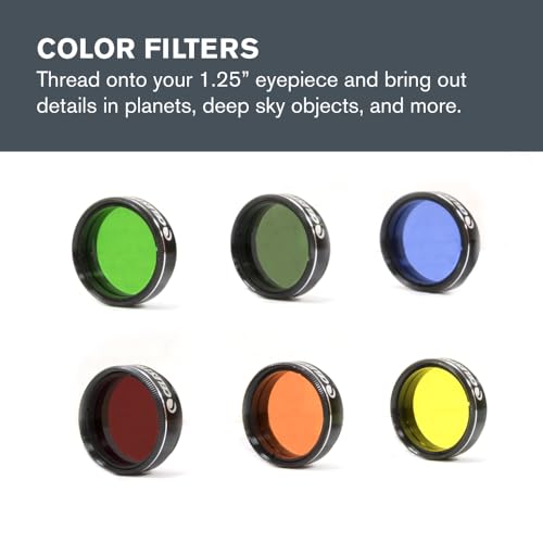 Celestron طقم ملحقات سيلسترون مع خمسة عدسات بلاسيل 1.25 بوصة، عدسة بارلو 2X ومجموعة فلاتر - Image 4