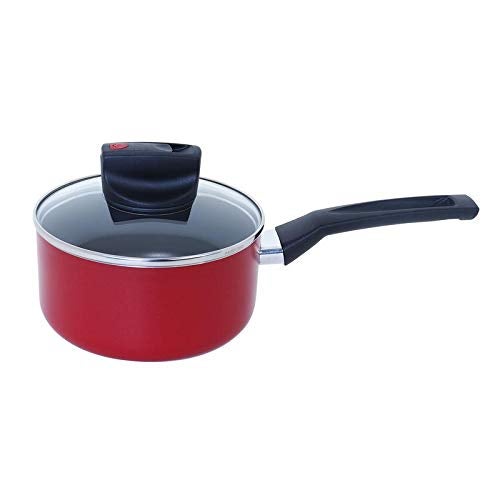 Meyer Safecook Aluminium Non Stick Covered Saucepan 20cm, Red - Image 1
