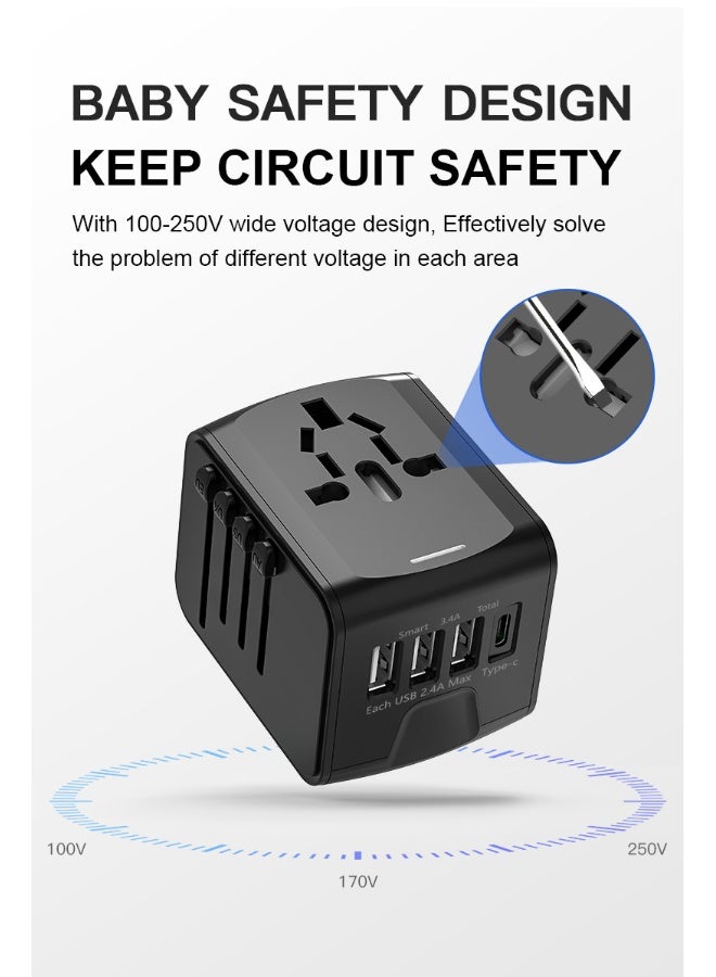 Multifunctional Travel Charger - Universal USB Type-C Adapter for Multiple Countries - Image 5