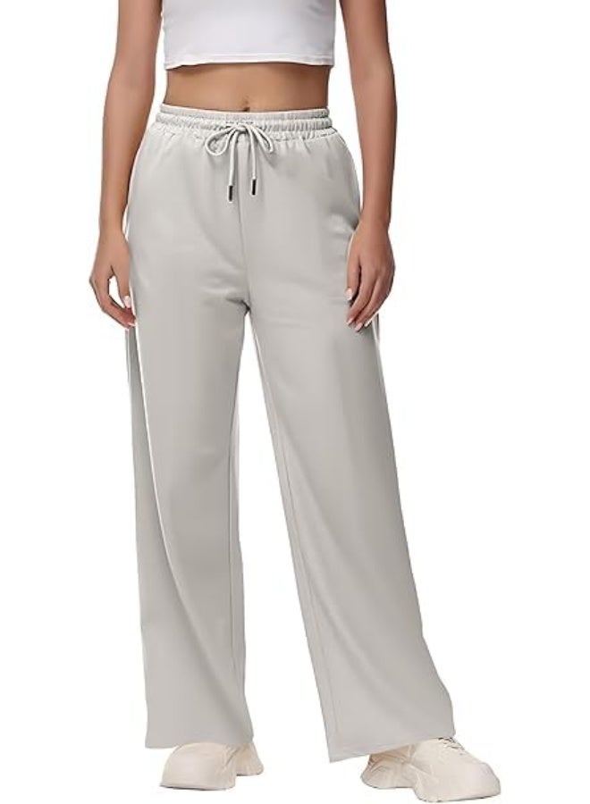 Hanady Women's high waist wide leg joggers, soft melton fabric, comfortable for home or sports, modern design - Image 2