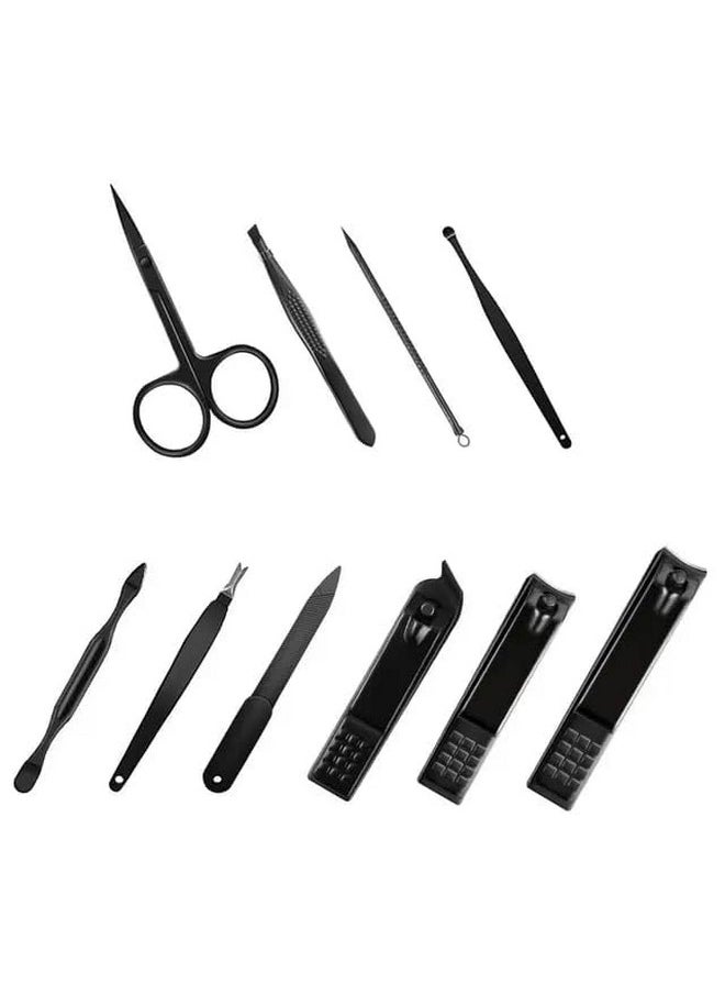 La belleza - Premium Manicure Pedicure Tool Set Professional Nail Kit With 10 Pcs Stainless Steel Grooming Kit Tools Athome Portable Women Travel Kit Nail Cutter Acne Remover Needle Blackhead Tool - Image 1